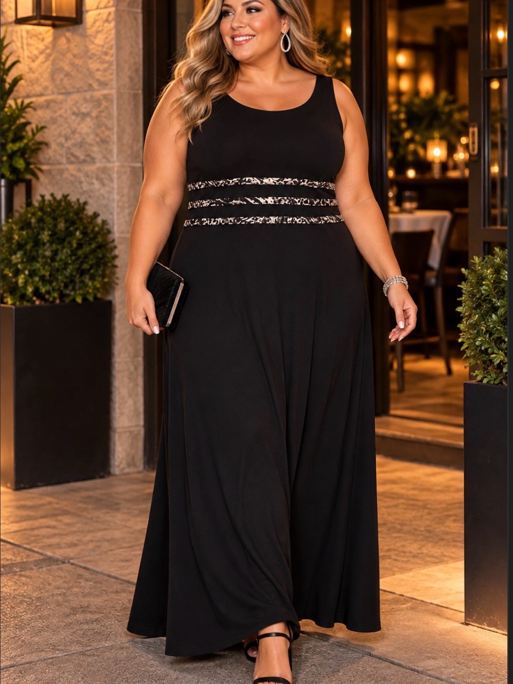 Perceptions New York Size 14 Black Maxi Dress – Dinner Date Glam